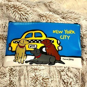 Marc Tetro Labrador Retrievers & Taxi New York City 8x5.5 Pouch Purse Zip - New